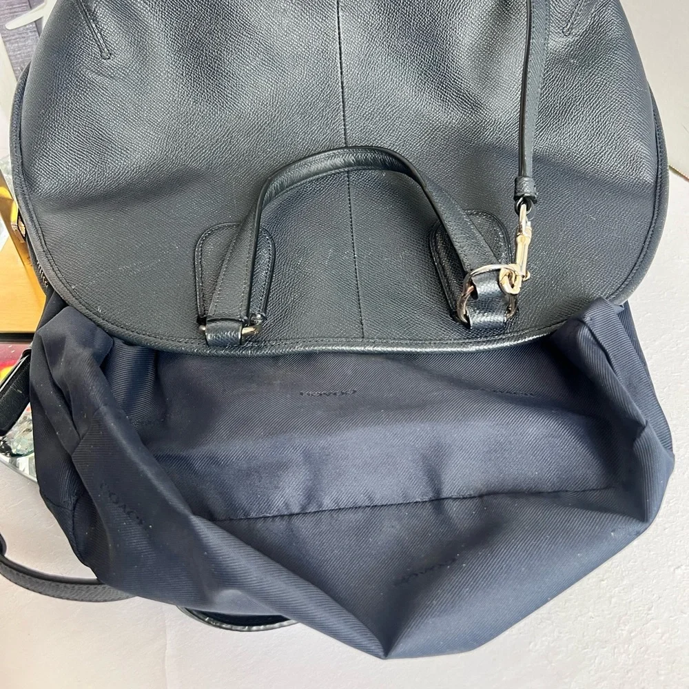 Coach blue grain leather Satchel with Pink Scarf Detail handbag or shoulder bag